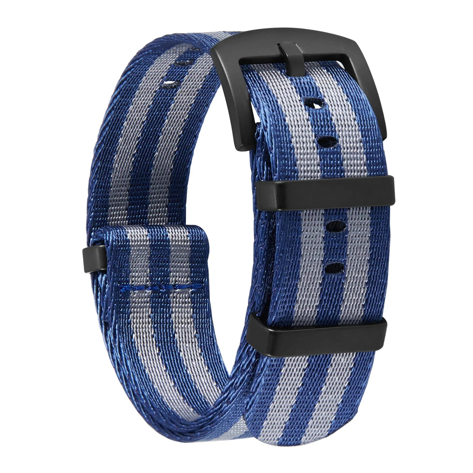 BINLUN Nylon Watch Straps Thick G10 Premium Ballistic Multicolor Replacement Watch Bands with Silver/Black Stainless Steel Buckle for Men Women 18mm 20mm 22mm 24mm（B-Blue& Grey，22mm）