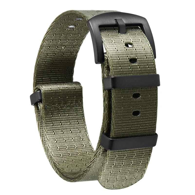BINLUN Nylon Watch Straps Thick G10 Premium Ballistic Multicolor Replacement Watch Bands with Silver/Black Stainless Steel Buckle for Men Women 18mm 20mm 22mm 24mm（B-Green，20mm）