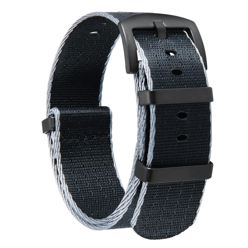 BINLUN Nylon Watch Straps Thick G10 Premium Ballistic Multicolor Replacement Watch Bands with Silver/Black Stainless Steel Buckle for Men Women 18mm 20mm 22mm 24mm（B-Grey Edge，18mm）