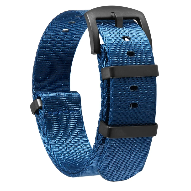 BINLUN Nylon Watch Straps Thick G10 Premium Ballistic Multicolor Replacement Watch Bands with Silver/Black Stainless Steel Buckle for Men Women 18mm 20mm 22mm 24mm（B-Blue，20mm）
