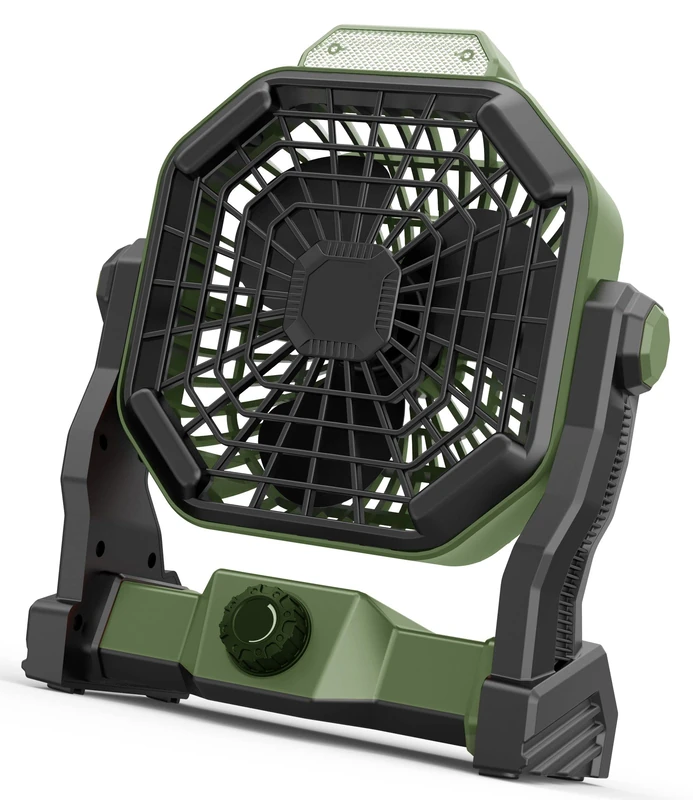 Melchioni Family | Portable Rechargeable Camping Fan with Light, Built-in 5200 mAh Battery Rechargeable USB Cable, 3 Levels of LED Lighting, ÷12 cm, 3 Speeds, 180° Rotation - Image 1