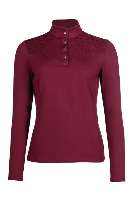 HKM Women's Berry Lace Functional Shirt, Wine Red, L