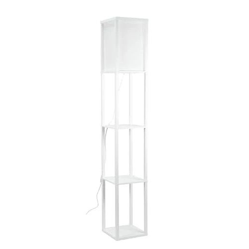 MiniSun | White Wooden Floor Lamp with Shelves | Floor Lamps & Torchieres, Home Décor, Improvement & Lifestyle Essential