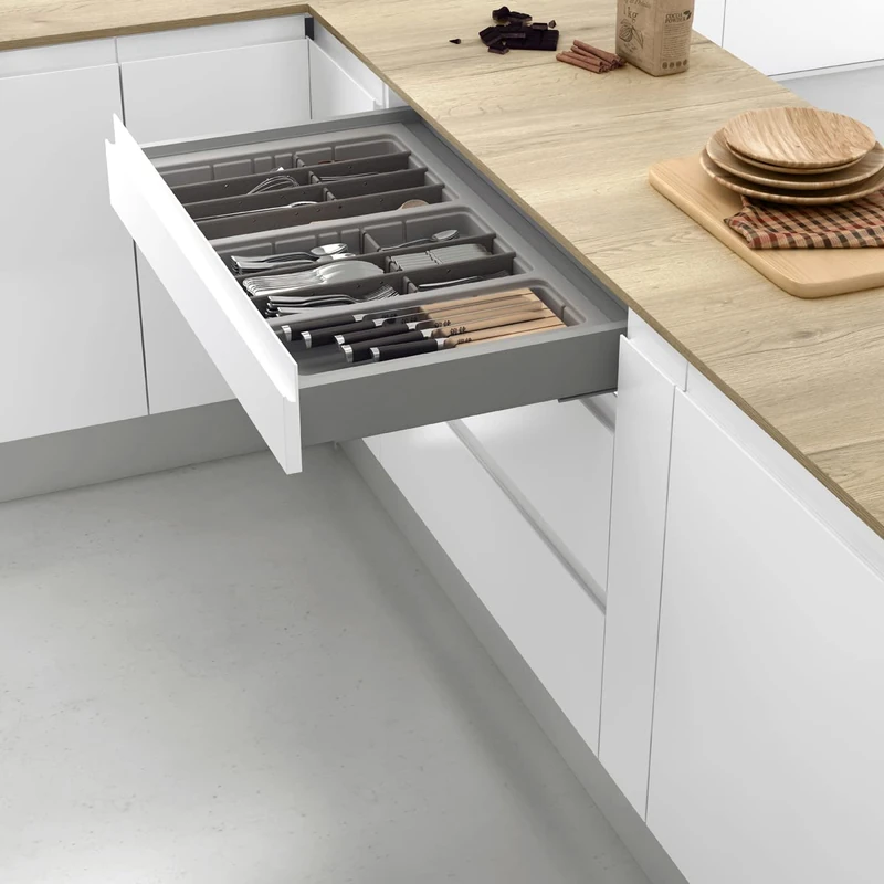 Grey finish drawer cutlery for drawers outside width 600 mm - Image 1