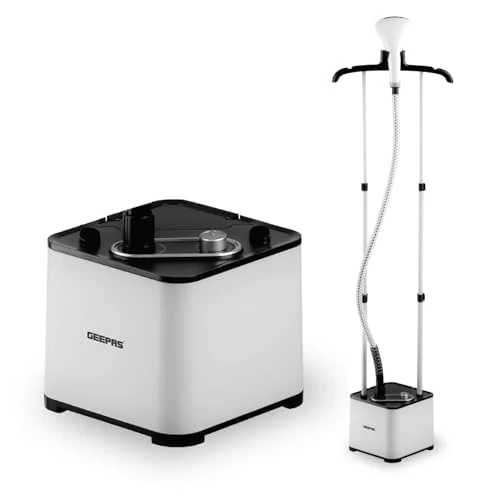 GEEPAS Garment Steamer | Upright Clothes Steamer 45s Quick Heat-up | 11 Steam Modes,1.3L Water Tank | KILLS GERMS & Fast Wrinkle Removal, Suitable for all Fabrics | 2 Year Warranty 2000W White
