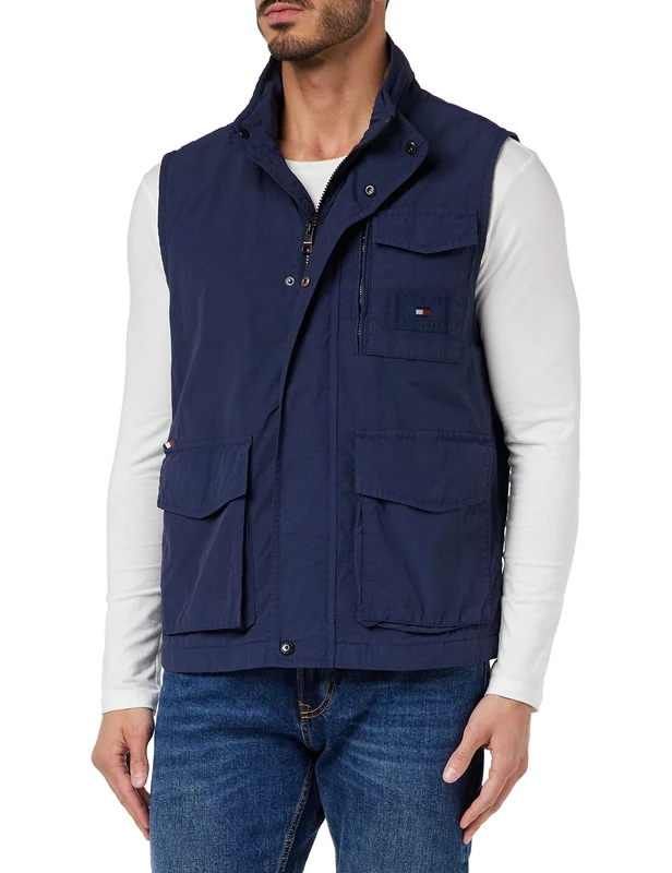 Tommy Hilfiger Men's Gmd Sail Vest Mw0mw31339 Woven Jackets, Blue (Desert Sky), M