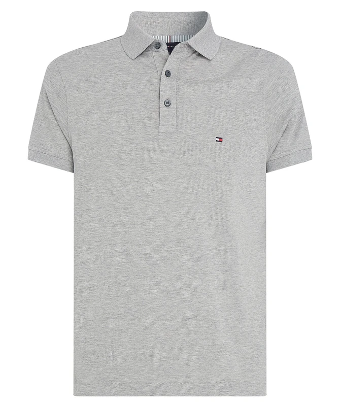 Tommy Hilfiger 1985 Slim Polo S/S Polos Men's, Grey (Medium Grey Heather), XS