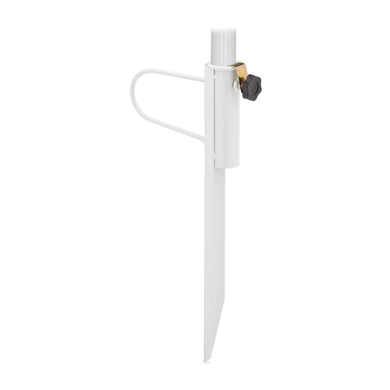 Relaxdays Parasol Spike for Poles up to 32 mm, for Garden, Camping & Beach, Stable Fix, Steel, 42 x 20 x 5 cm, White