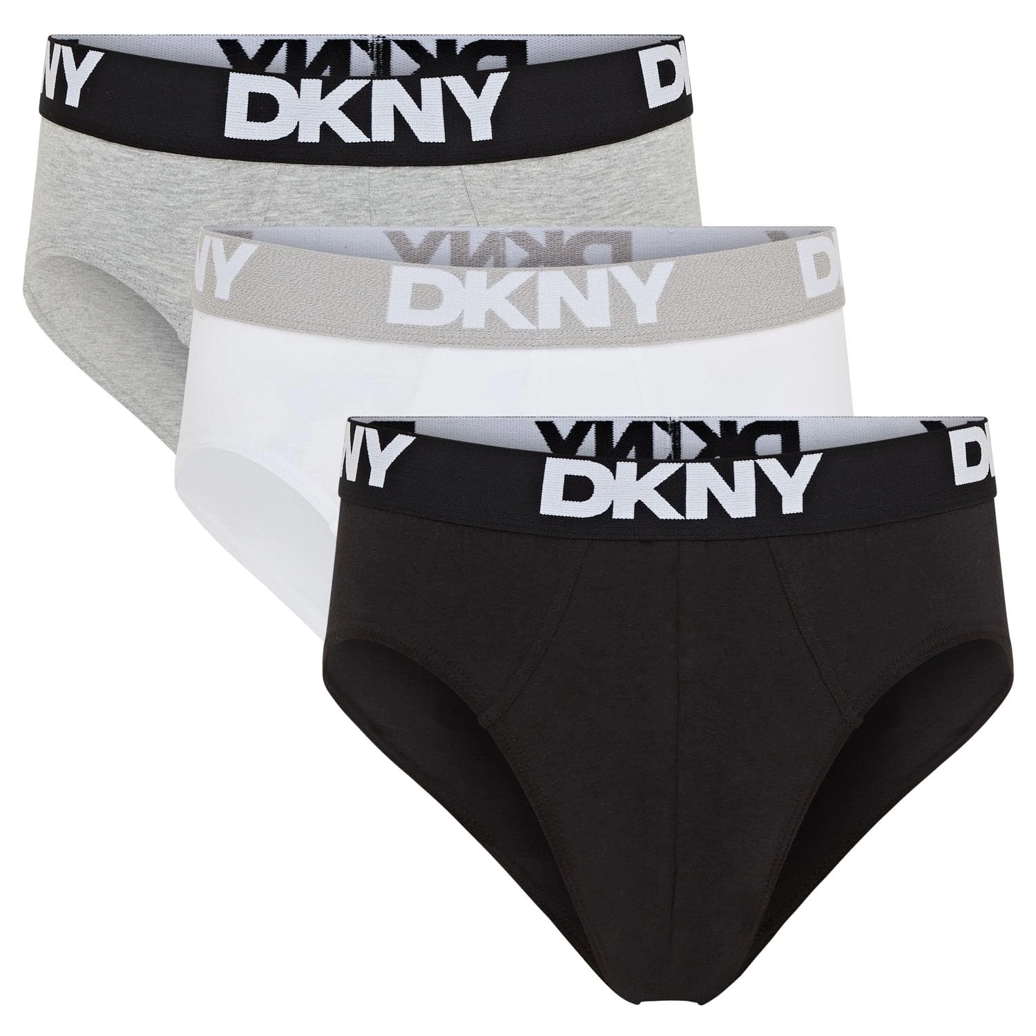 DKNY Mens Kelso Briefs, Black/White/Grey, M UK
