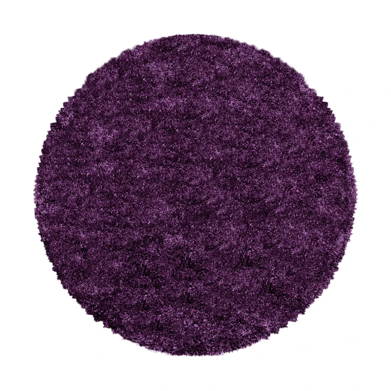 Giantore Rug 120 cm Round Purple 50 mm High Pile/Fluffy Rug Made Polypropylene/Fluffy Rug as Bedroom, Children's Room or Living Room Rug