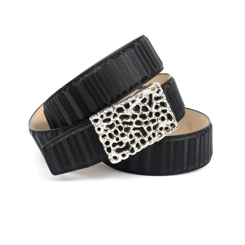 Anthoni Crown Women's Ledergürtel Belt, Schwarz, 85