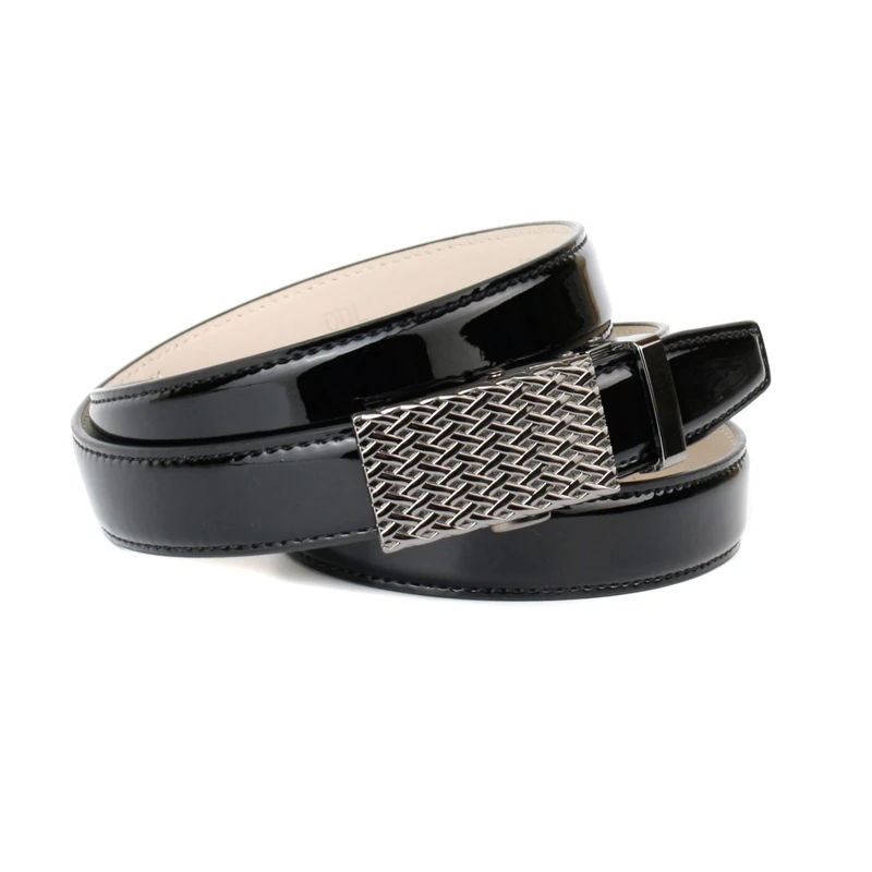 Anthoni Crown Damen Ledergürtel Gürtel, Schwarz, 90