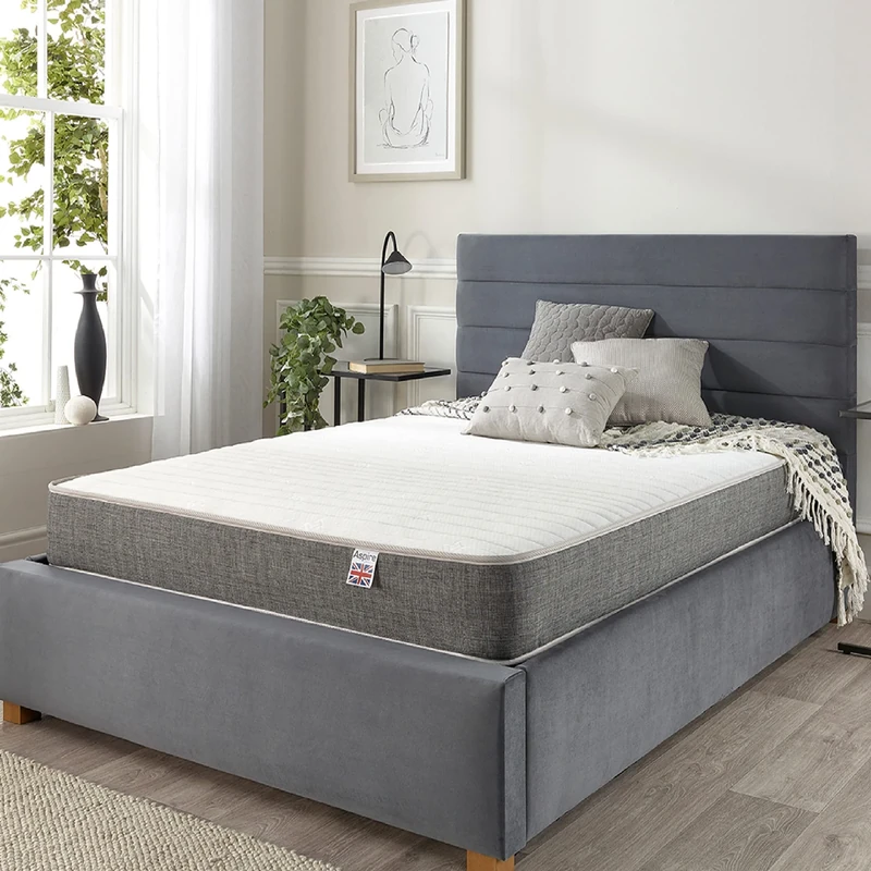 Aspire Beds 5 Layer Construction Pocket+ 1000 Spring System & AC Aspire-Cool Touch Next Generation Pocket Spring Premium Mattress, Grey Border, 4ft 6 Double (4ft6 x 6ft3),8B-AC-3LMF