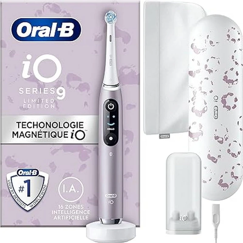 Oral-B iO Series 9 Special Edition, Electric Toothbrush, Bluetooth Connected, 7 Brushing Modes, 1 Travel Case, 1 Pouch, Pink Quartz