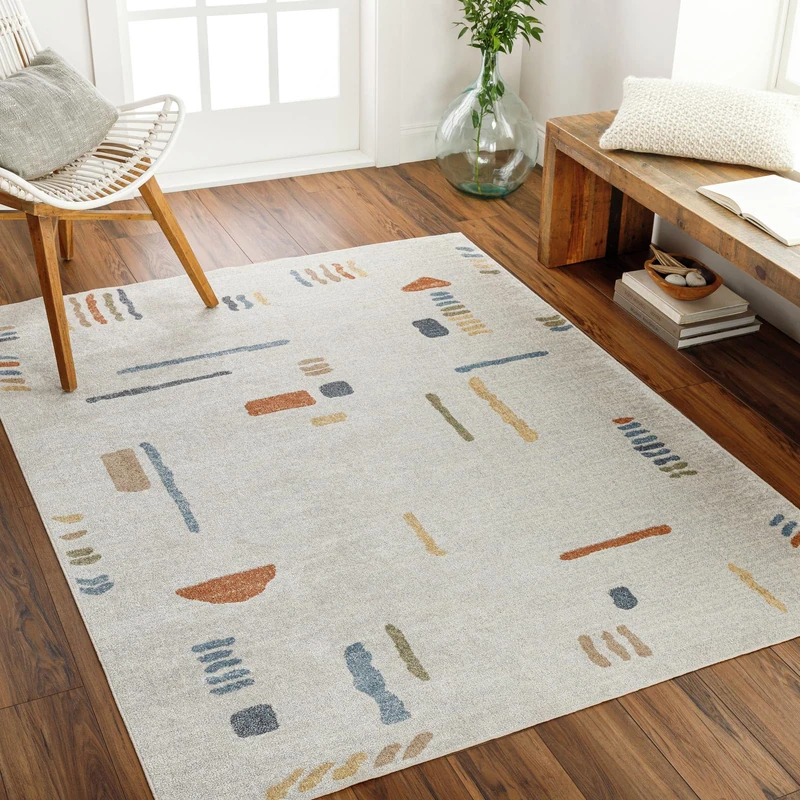 Livabliss Brasilia Machine Washable 160x213 cm – Traditional Boho Design, Modern Look, Easy-Care Washable, Perfect for Living Room, Dining, Kitchen, Hallway, Outdoor – Cream, Blue, Terracotta
