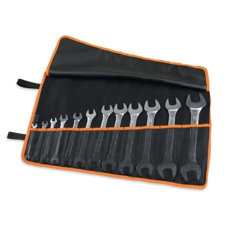 Beta - 55/B12N Set of 12 Double Fork Wrenches, Small Head Size, in a Durable Polyester Roller Bag to Protect Tools During Transport, 000550164