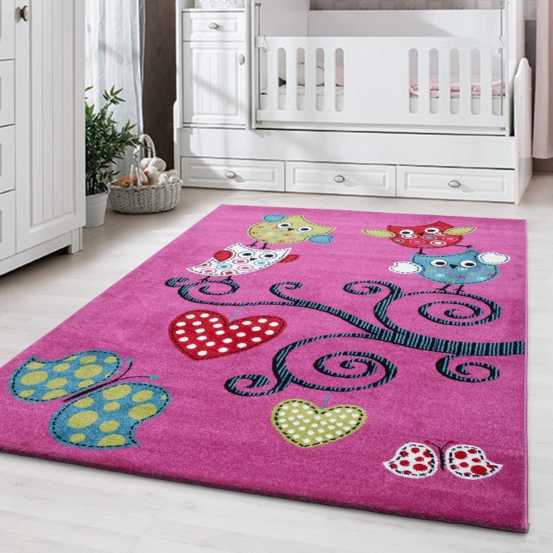Giantore Children's Bedroom Short Pile Rug, Purple Flat Pile Rug