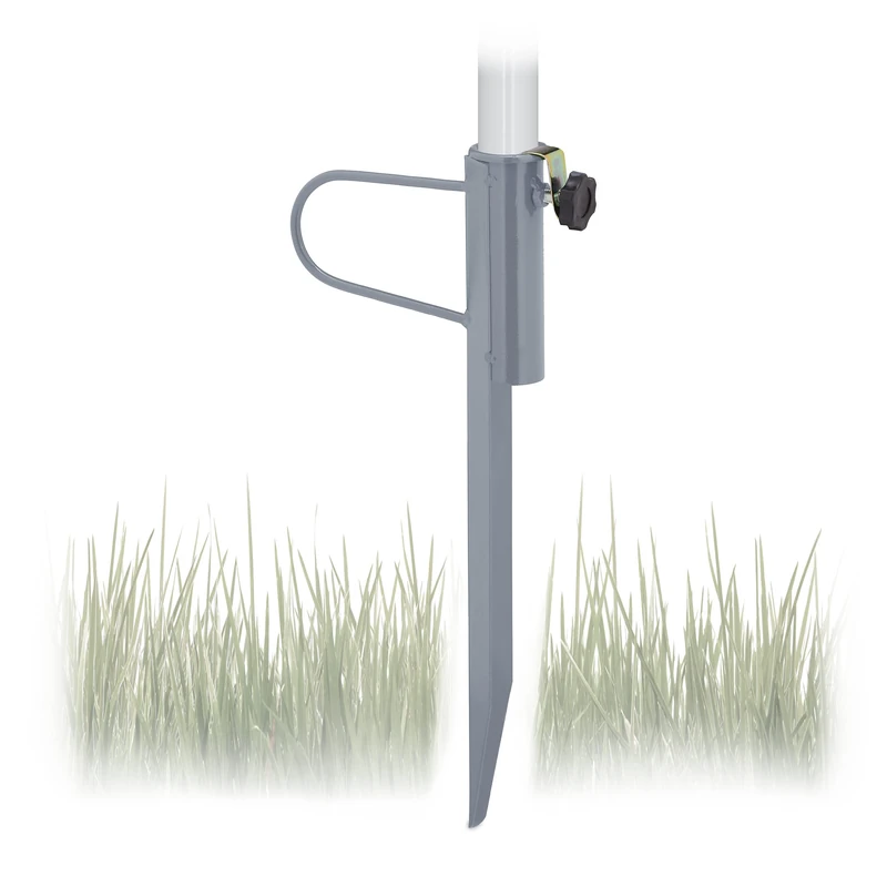 Relaxdays Parasol Spike for Poles up to 32 mm, for Garden, Camping & Beach, Stable Fix, Steel, 42 x 20 x 5 cm, Grey