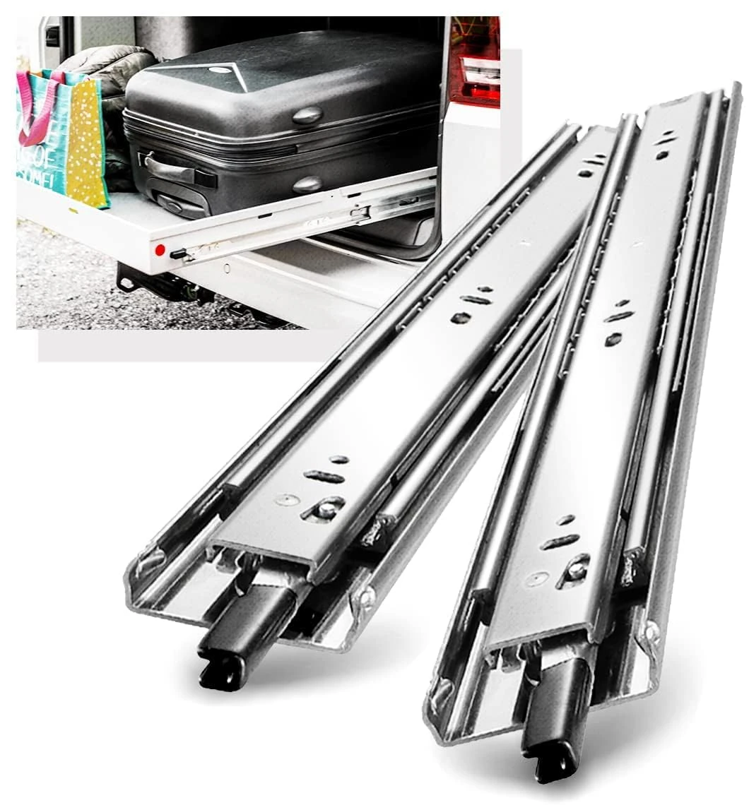 with Lock Heavy Duty Drawer Runners Slides Full Extension 300 350 400 450 500 550 650 700 800 850 900 950 400mm Ball Bearing Rails Track Guide Glides 68kg 1pair (with Lock, 14 inch(350mm))