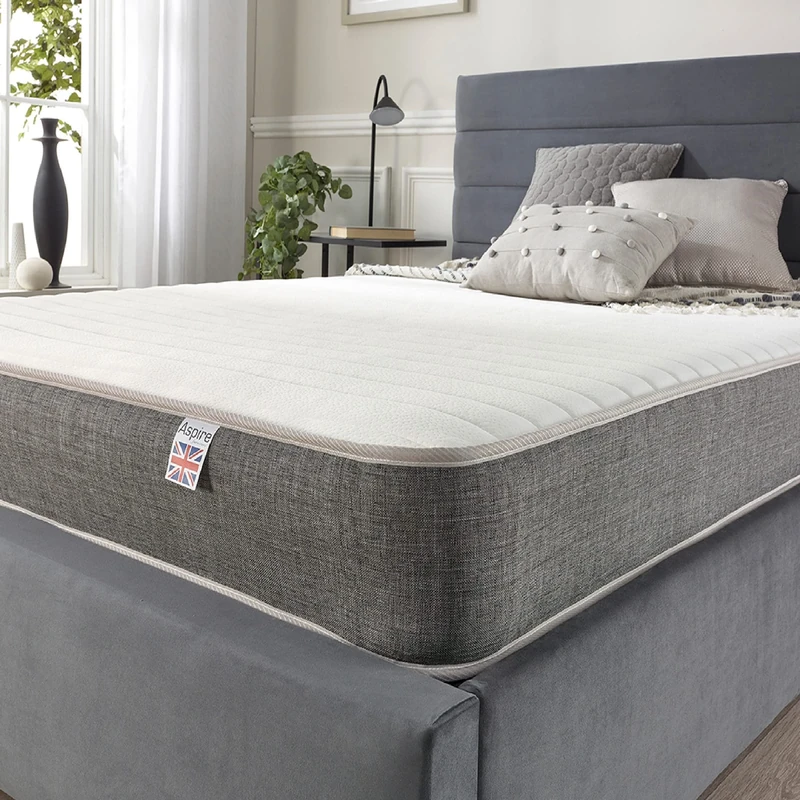 Aspire Beds 7 Layer Construction Pocket+ 1000 Spring System & AC Aspire-Cool Flex Next Generation Memory Foam Hybrid Mattress, Grey Border, 4ft Small Double (4ft x 6ft3),8B-AC-3LMF