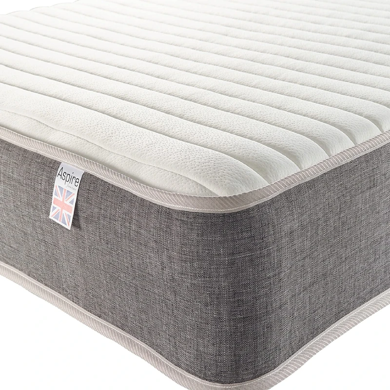 Aspire Beds 9 Layer Construction Pocket+ 3000 Spring System & AC Aspire-Cool Flex Next Generation Memory Foam Hybrid Mattress, Grey Border, 3ft Single (3ft x 6ft3) (8B-AC-3LMF)