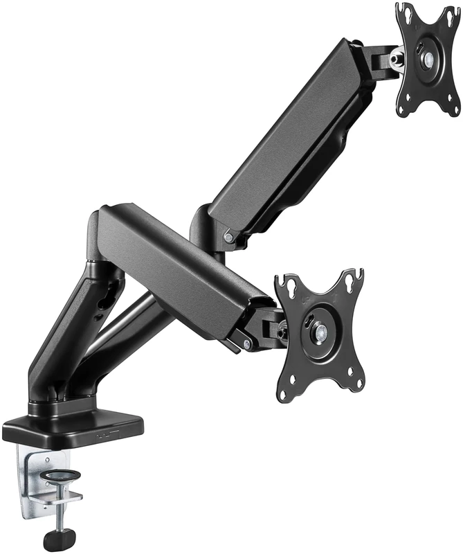 goobay 58531 Monitor Mount with Gas Lift for 2 Monitors Between 17 Inch and 32 Inch (43-81 cm) / Monitor Mount Tilting and Swivelling for Mounting on Table/VESA 75 x 75 and 100 x 100 up to 9 kg, - Image 1