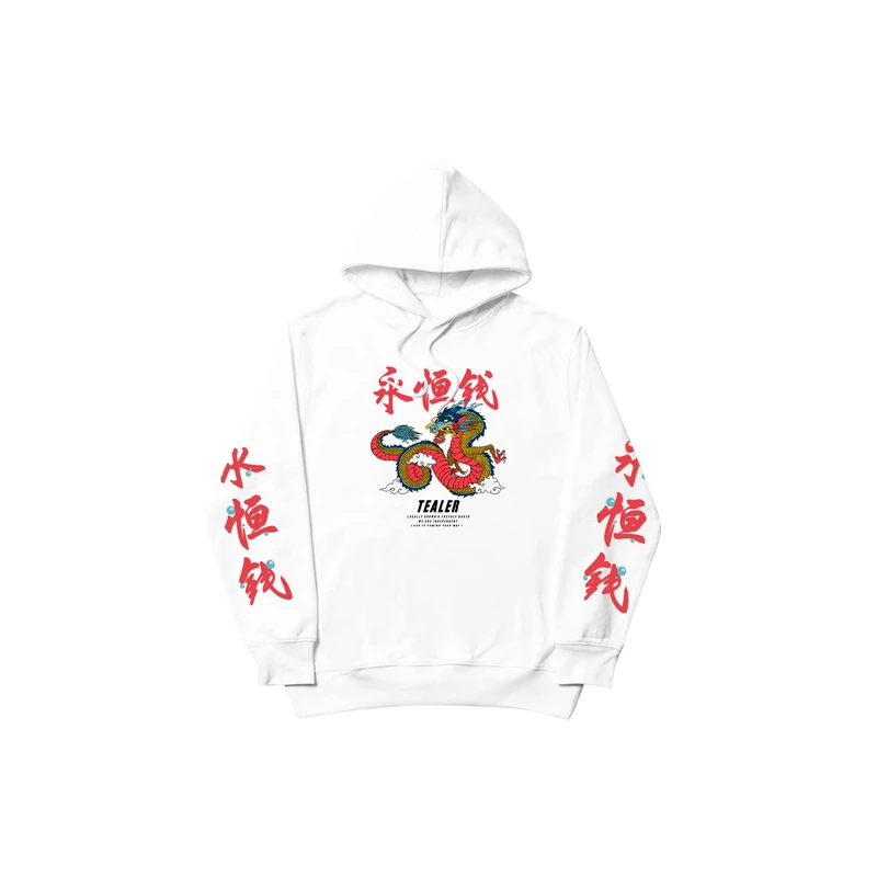 Tealer Lucky Hoodie Hooded Sweatshirt, White, XS