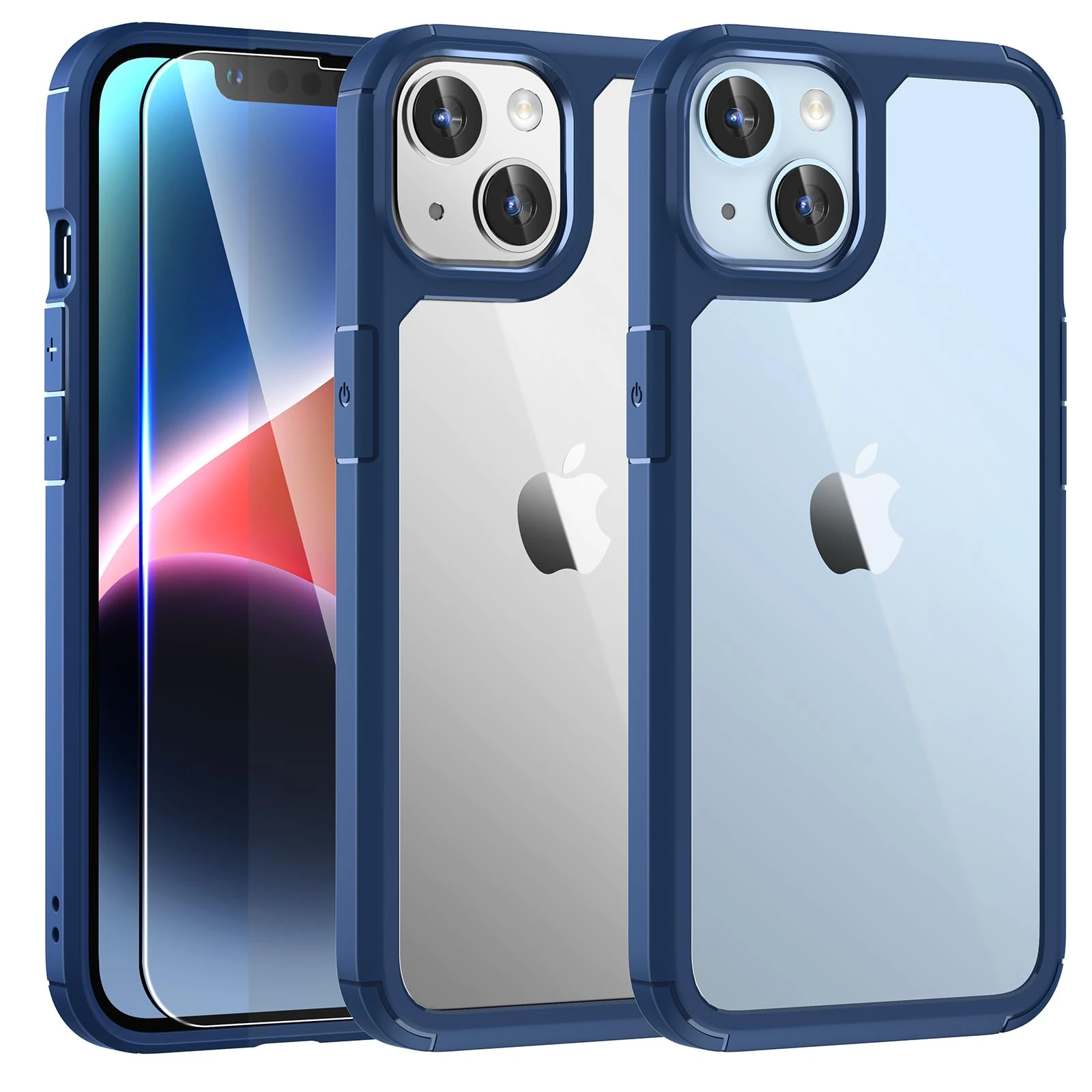 TAURI Defender Blue Case for iPhone 14 6.1", [Not Yellowing] and HD Screen Protector, [Military Grade Drop Protection] Shockproof Slim iPhone 14 Case Upgrade
