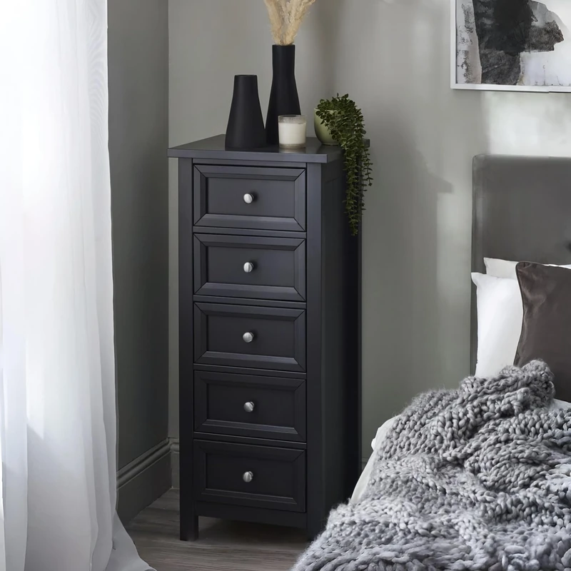 Julian Bowen Maine 5 Drawer Tall Chest, Anthracite, Engineered Wood, One Size