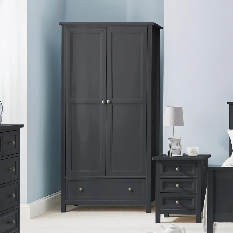 Julian Bowen Maine 2 Door Combination Wardrobe - Anthracite Wardrobes