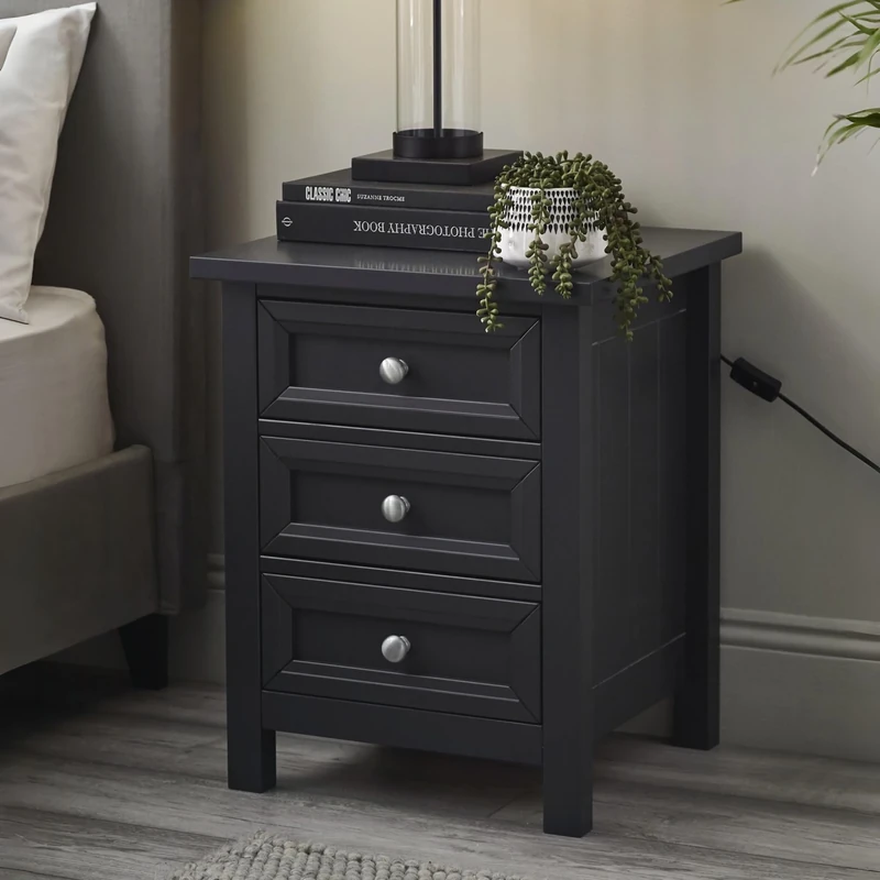 Julian Bowen Maine 3 Drawer Bedside - Anthracite Bedsides
