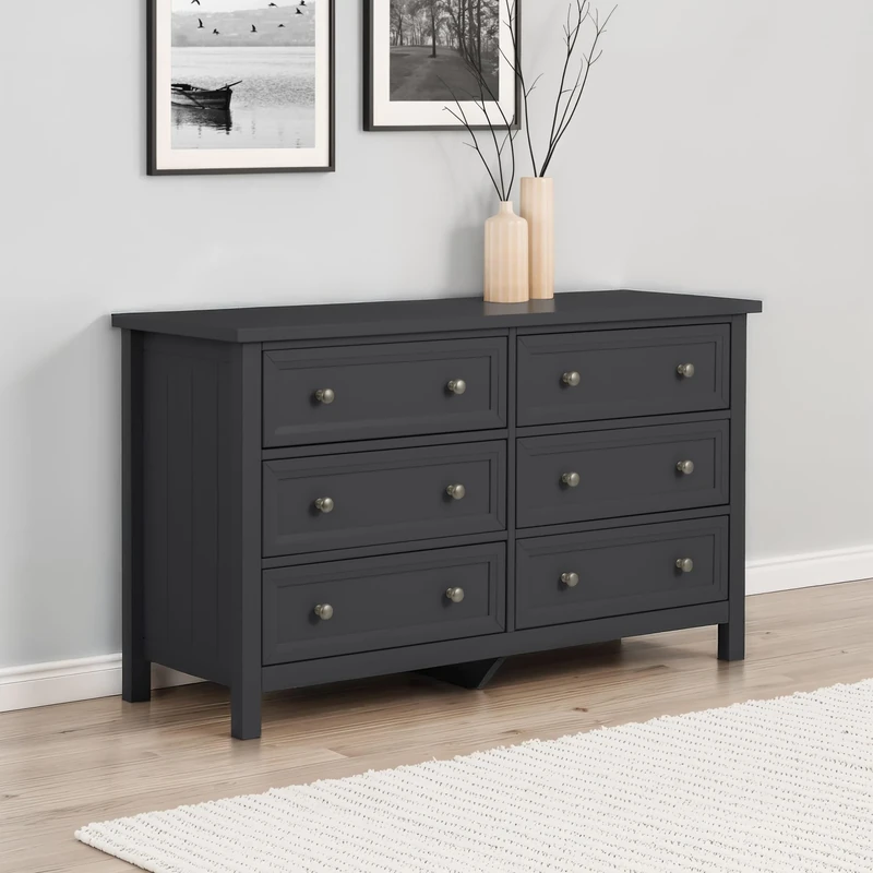 Julian Bowen Maine 6 Drawer Wide Chest - Anthracite Chests