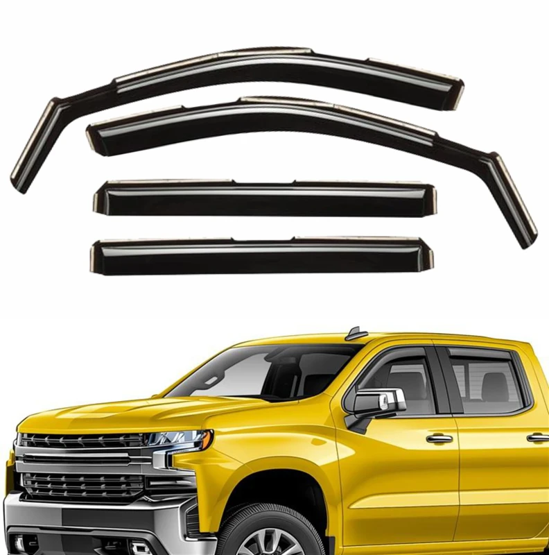 Extra Durable Window Deflectors In-Channel Window Visors Rain Guards Fit for Chevrolet (Chevy) Silverado 1500 2019-2025 Crew Cab, Sun Visors,Wind Vent for Shades, Exterior Car Accessories- 4pcs.AG0022