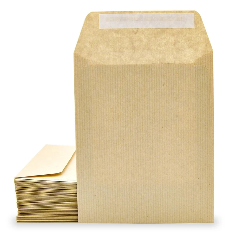Kraft Paper Envelopes with Silicone Strip for Invitations or Guest Gift Bags for Weddings, Communions or Christenings, Envelopes for Jewelry or Seeds - Ofituria (2000, 120 x 176 mm)