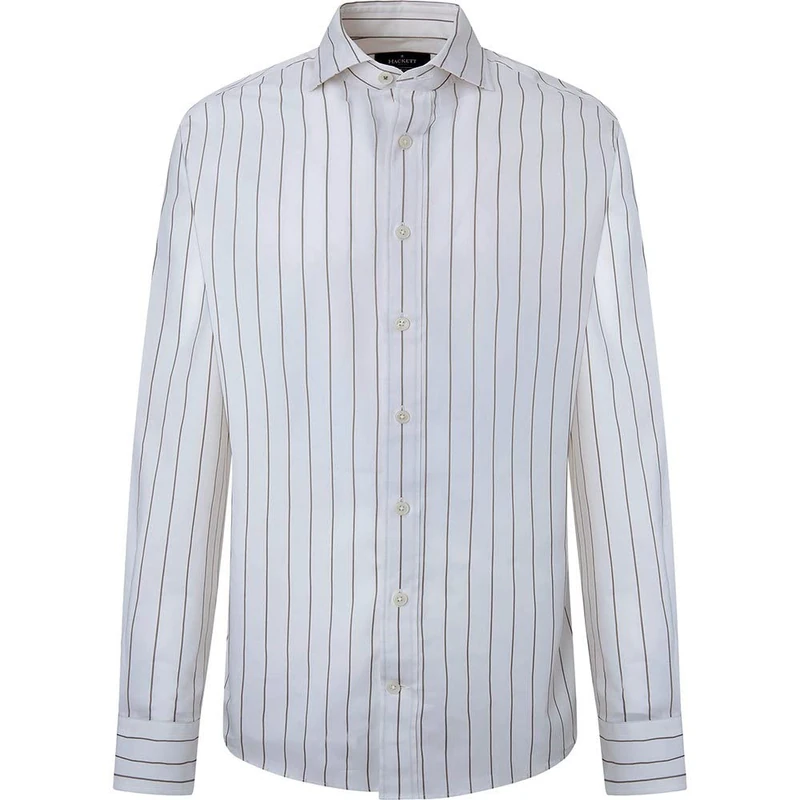 Hackett London Men's Wide PIN Stripe Shirt, White/Tan, XXL