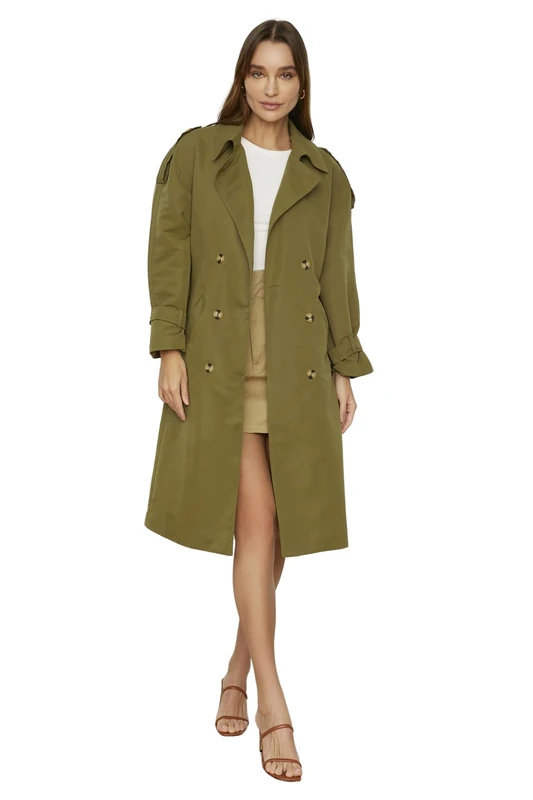 Trendyol Women Oversize Double-breasted Woven Trench Coat