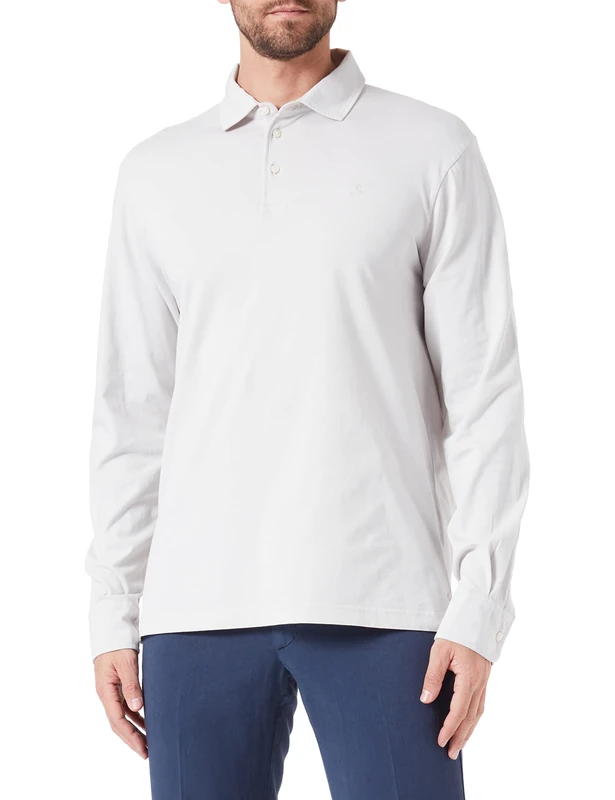 Hackett London Men's GMD Jersey Trim LS Polo Shirt, Vapour Blue, S