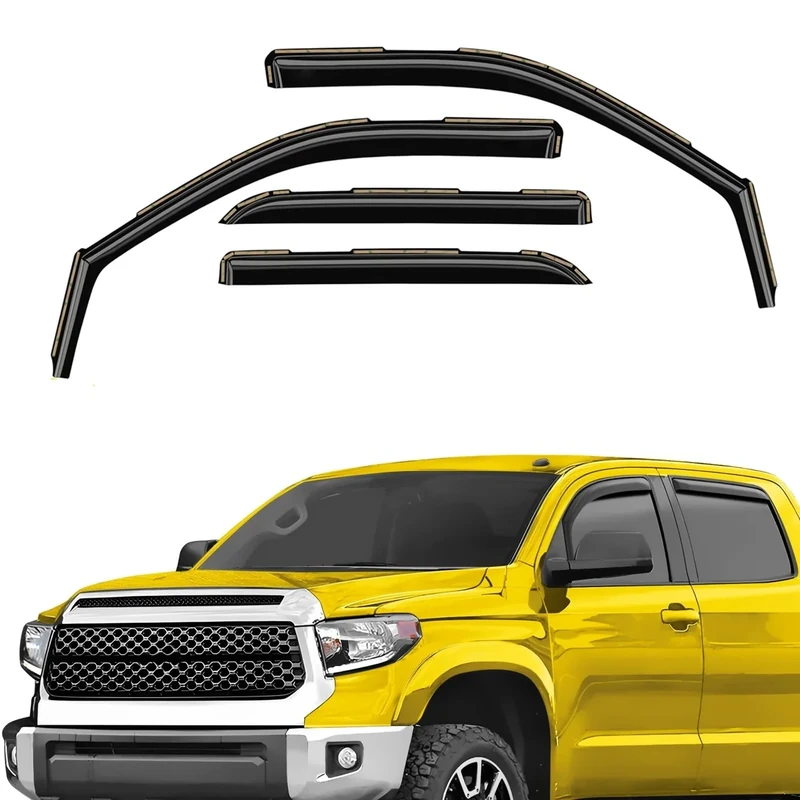 Extra Durable Window Deflectors in-Channel Window Visors Rain Guards Fit for Toyota Tundra 2007-2021 CrewMax, Sun Visors, Wind Vent for Shades, Exterior Car Accessories - 4pcs. AG0129