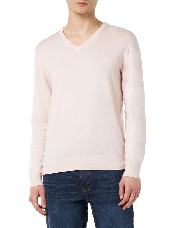 Hackett London Men's Cotton Cashmere V Pullover Sweater, Light Pink, XXL