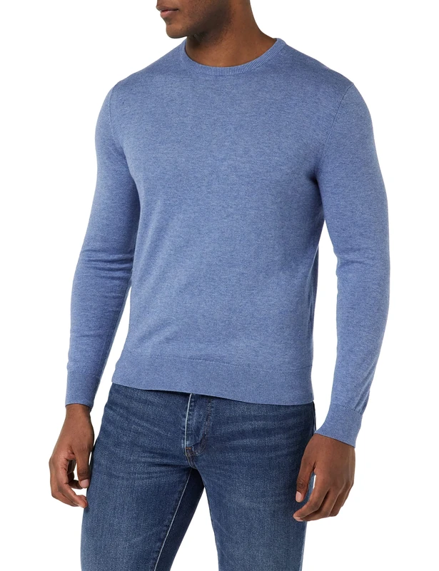 Hackett London Men's Cotton Cashmere Crew Pullover Sweater, Chambray, 3XL