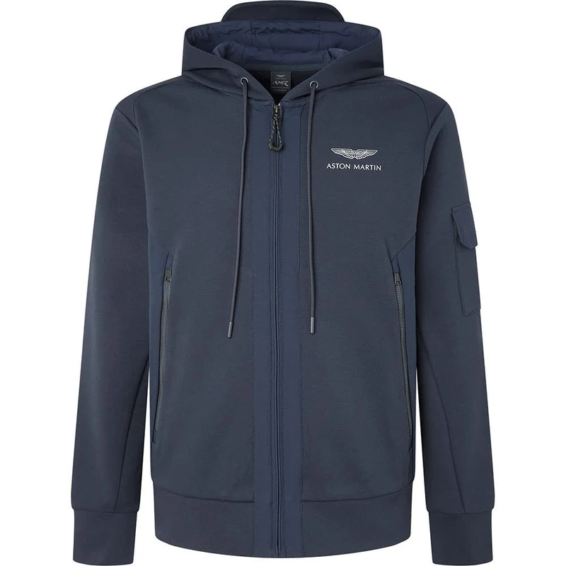 Hackett London Men's AMR Utility TRCK FZ Hooded Sweatshirt, Navy, S