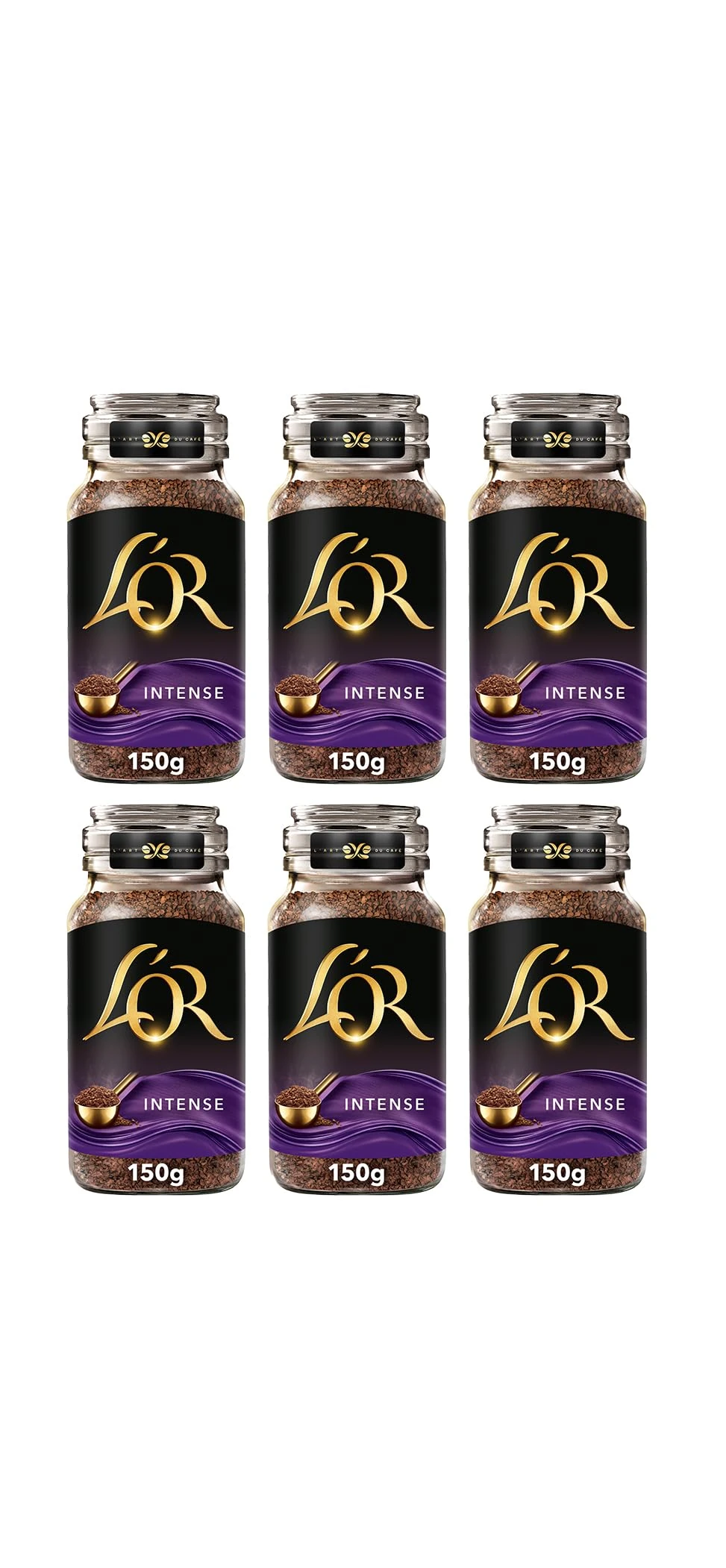 L'OR Intense Instant Coffee 150g (Pack of 6 Jars, Total 900g)