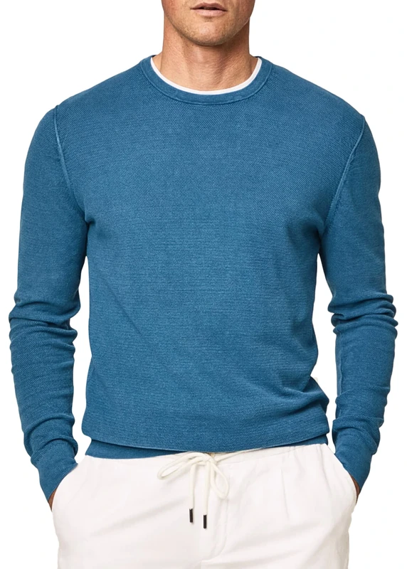 Hackett London Men's GMD Textured Crew Pullover Sweater, Blue, XXL