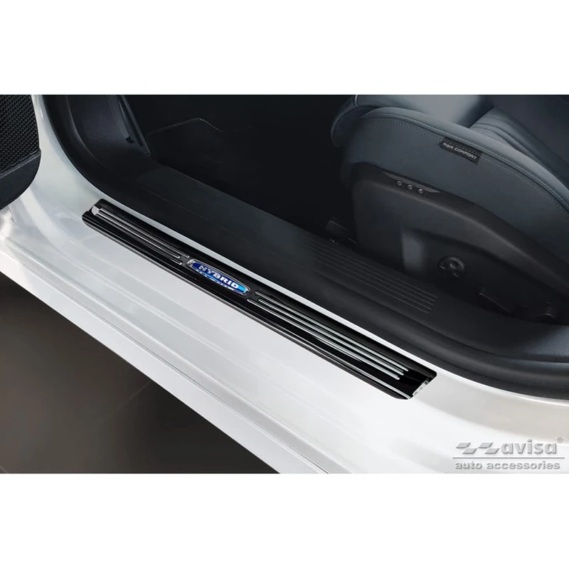 Avisa Black Inox door sill protectors compatible with Peugeot 308 III HB & SW 2021- 'Hybrid' - 4-pieces