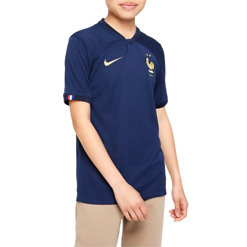 NIKE Unisex Kids Fff Dri Fit Stadium Home T Shirt, Midnight Navy/Metallic Gold, 15 Years UK