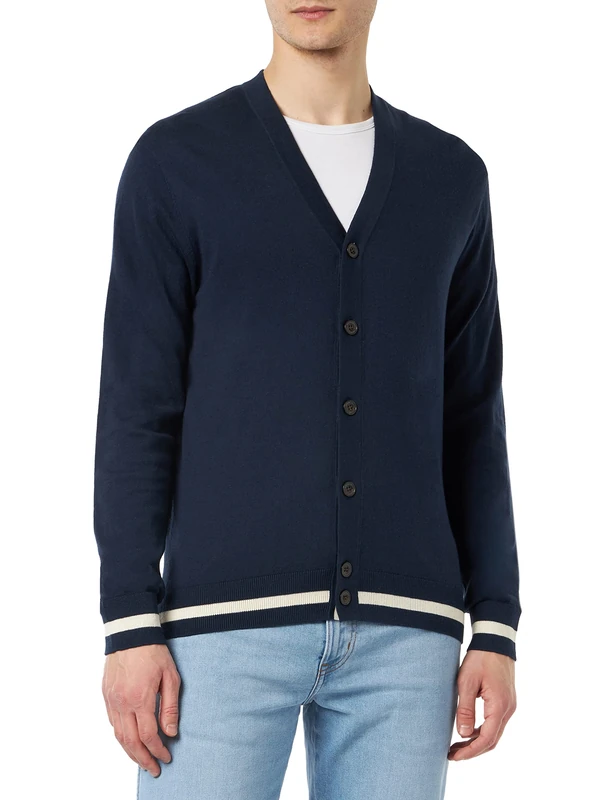 Hackett London Men's Cotton Silk Cardigan Sweater, Navy, XS