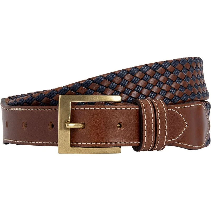 Hackett London Men's Plait LTHR Cord Belt, Blue, 34