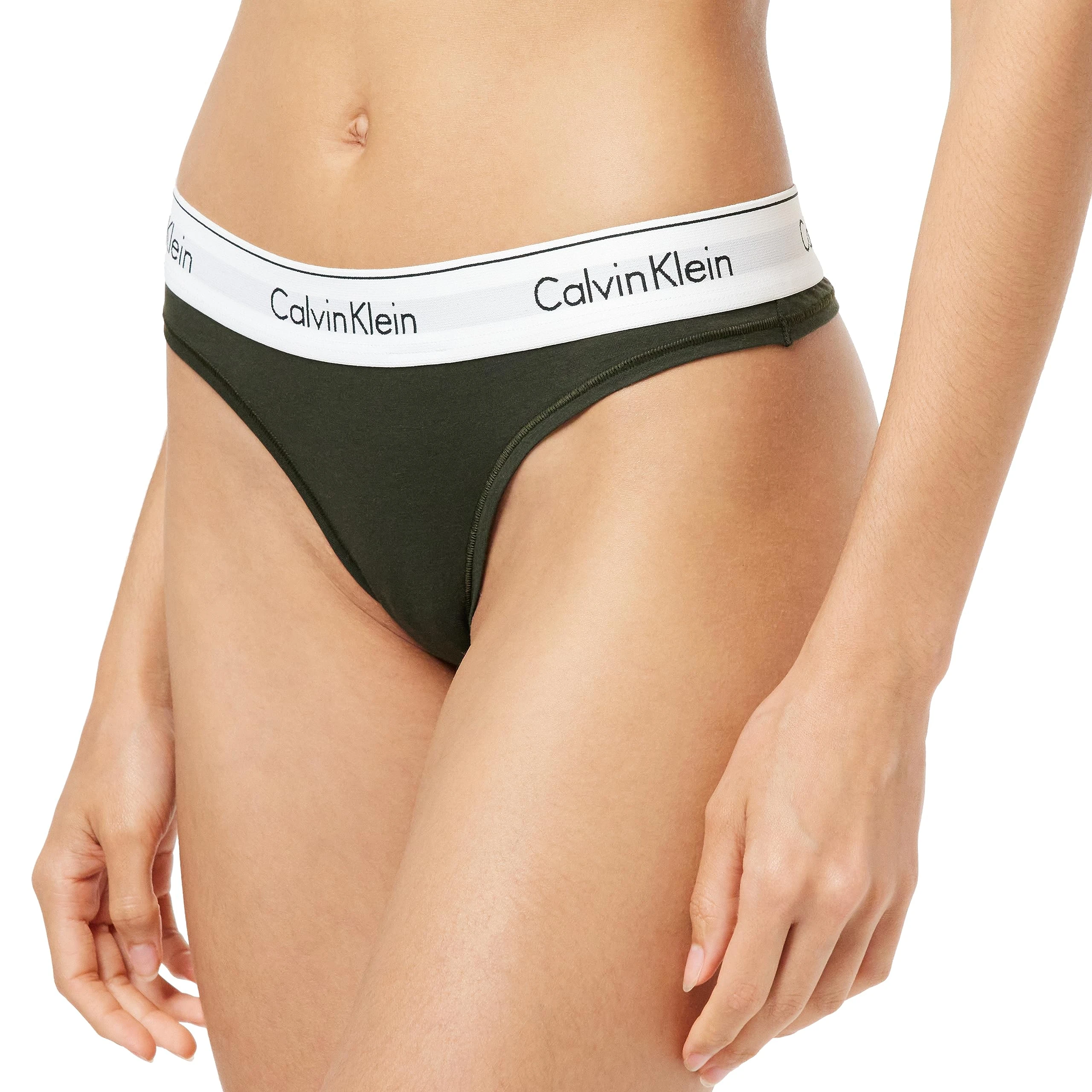 Calvin Klein Women's Thong, Green (Field Olive), M