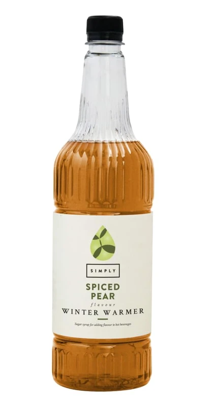 Simply Spiced Pear Winter Warmer Syrup, Vegan and Nut Free Flavoured Syrup for Hot Drinks (1 Litre)