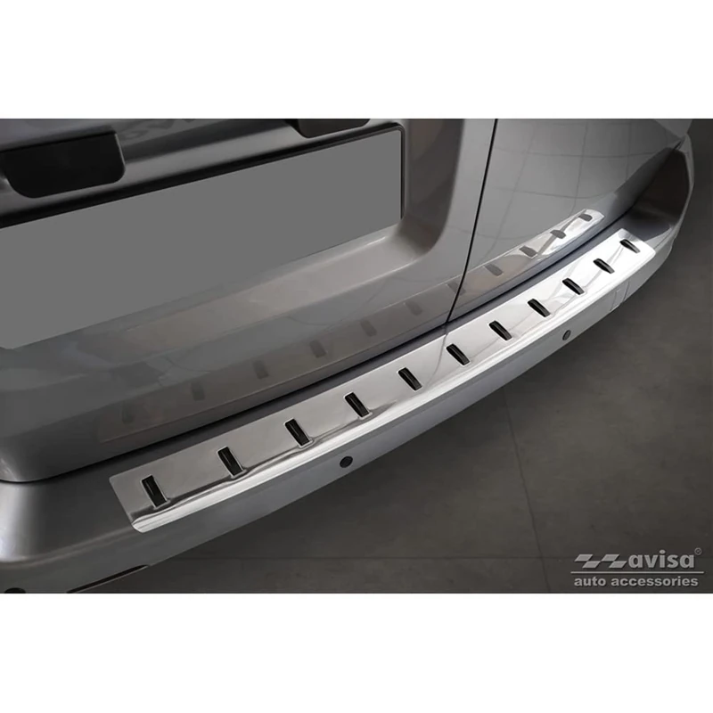 Stainless Steel Rear bumper protector compatible with Citroën SpaceTourer/Jumpy 2016- & Peugeot Traveller/Expert 2016- & Toyota Proace Verso 2016- & Opel Vivaro/Zafira Life 2019- 'STRONG EDITION'